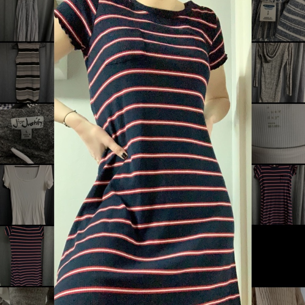 Mossimo Red White Blue Striped Dress Size Medium